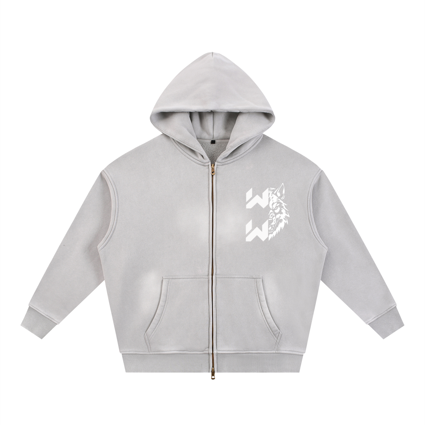 Sunfade Two-way Zipper Boxy Fleece Hoodie