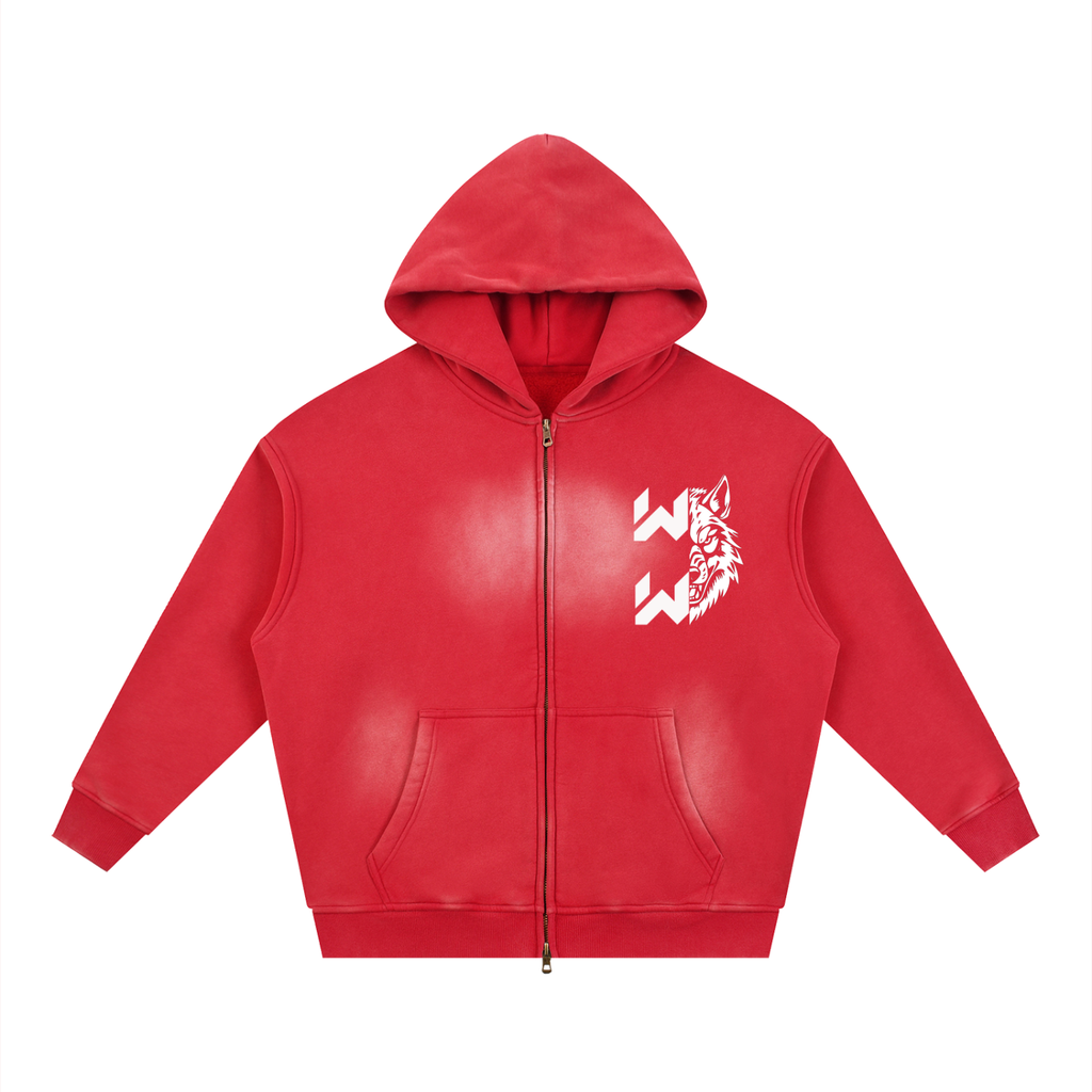 Sunfade Two-way Zipper Boxy Fleece Hoodie