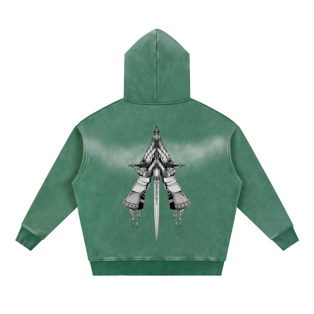 Sunfade Two-way Zipper Boxy Fleece Hoodie
