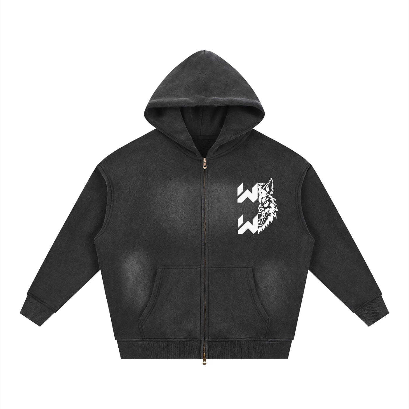 Sunfade Two-way Zipper Boxy Fleece Hoodie