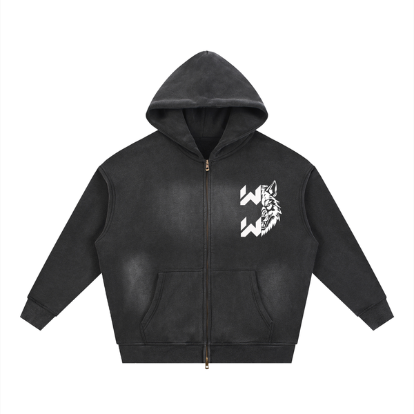 Sunfade Two-way Zipper Boxy Fleece Hoodie
